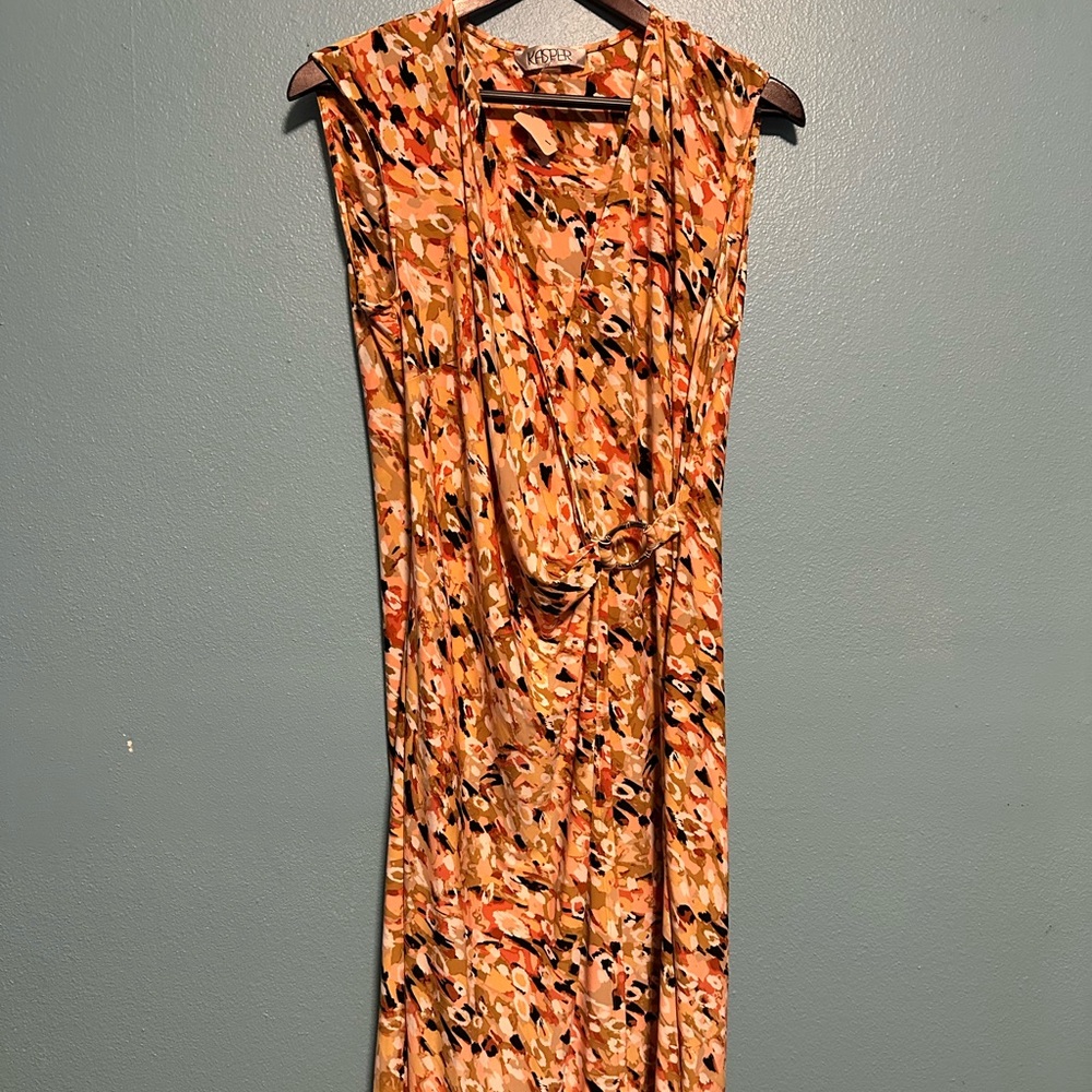 Kasper Vibrant Orange and Black Maxi Dress